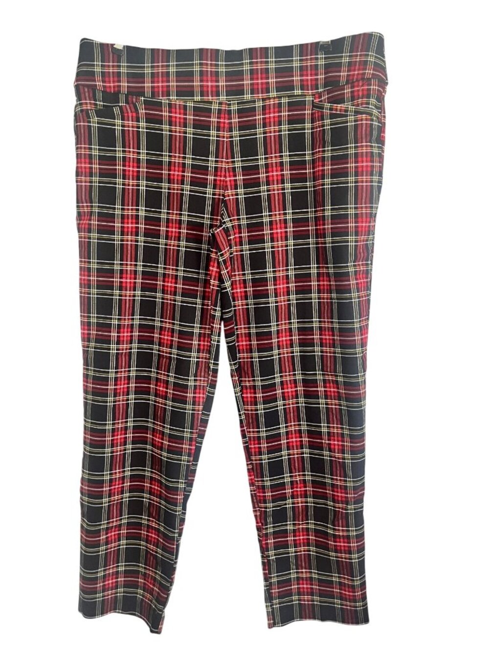 Festive Pull On‎ Plaid Pant 1X Festive Holiday Christmas Straight Leg Santa Chic